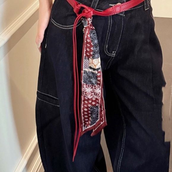 La Sorpresa Accessories - Trendy Belt with Patterned Scarf Accent